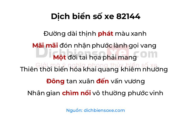Dịch thơ biển số 82144