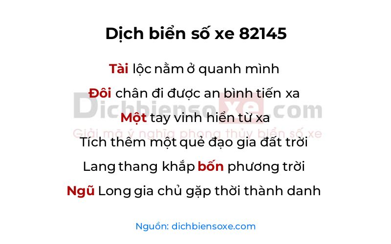 Dịch thơ biển số 82145