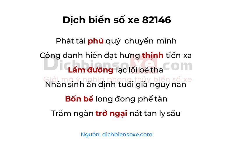 Dịch thơ biển số 82146