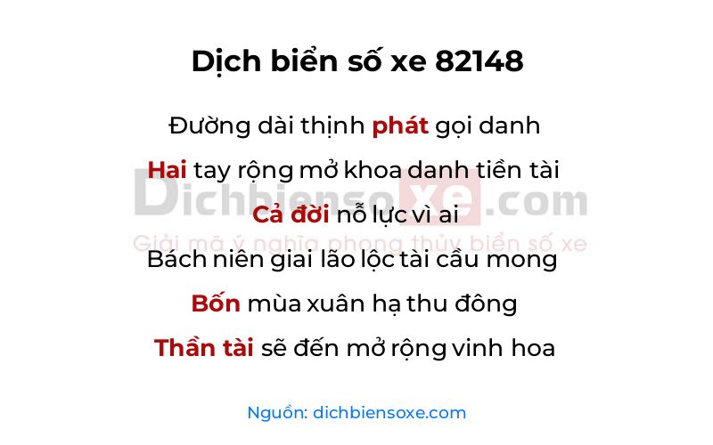 Dịch thơ biển số 82148