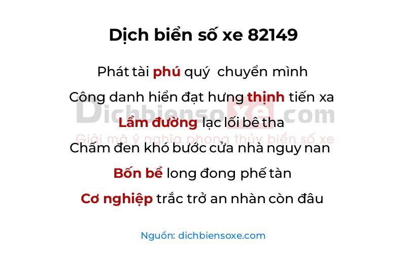 Dịch thơ biển số 82149