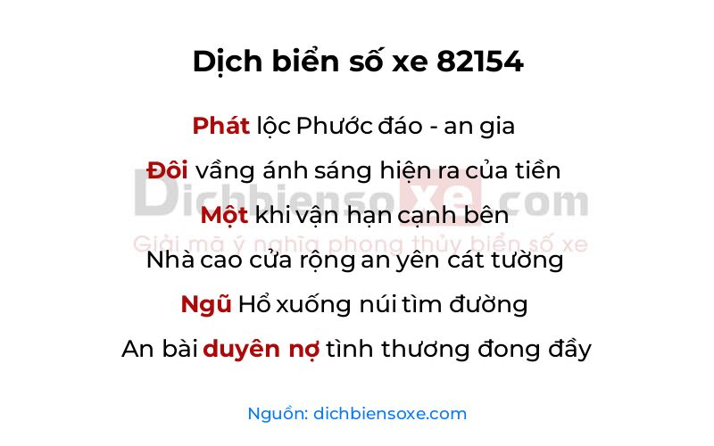 Dịch thơ biển số 82154