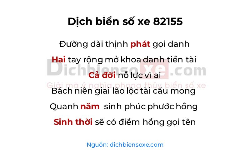 Dịch thơ biển số 82155