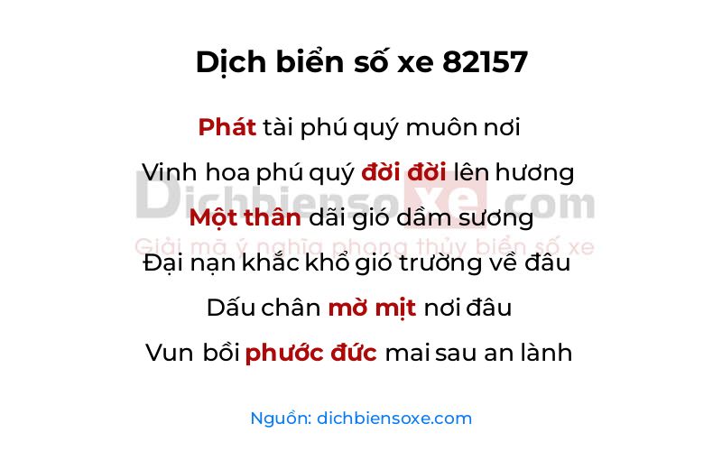 Dịch thơ biển số 82157