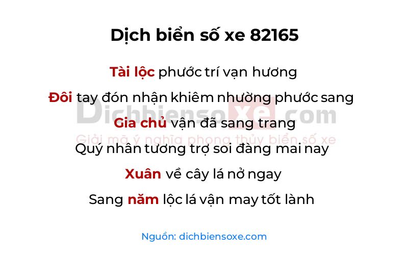 Dịch thơ biển số 82165
