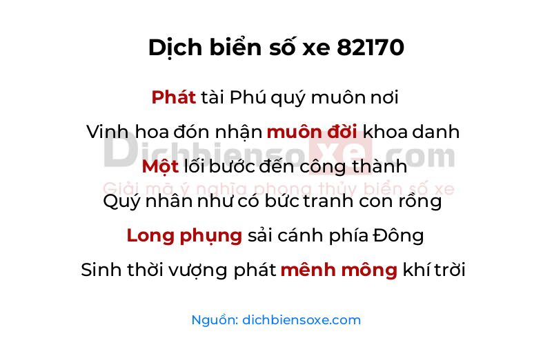 Dịch thơ biển số 82170
