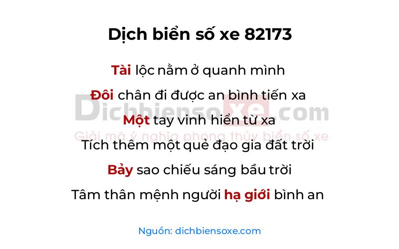 Dịch thơ biển số 82173