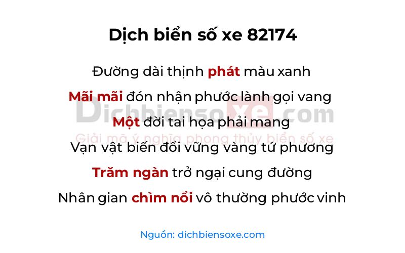 Dịch thơ biển số 82174