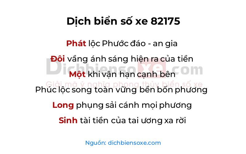 Dịch thơ biển số 82175
