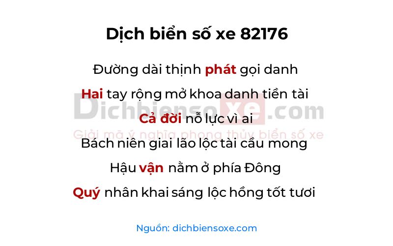 Dịch thơ biển số 82176