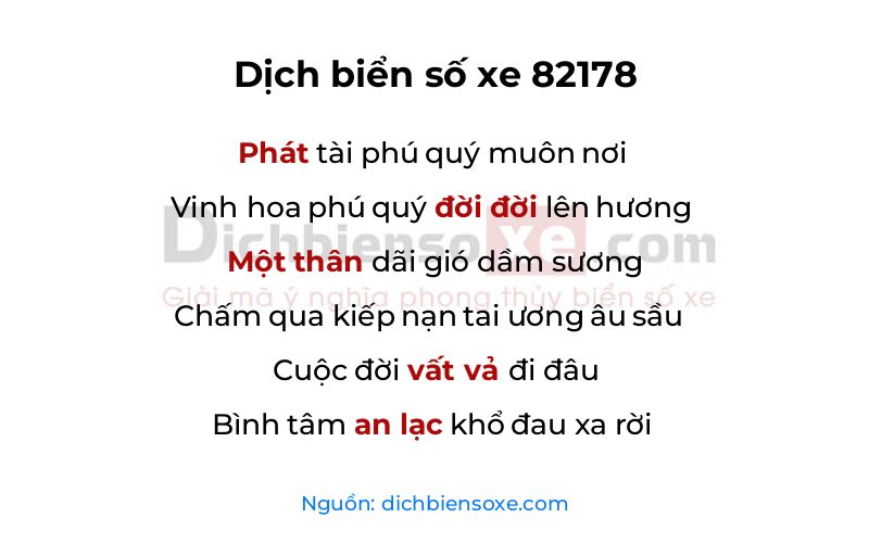 Dịch thơ biển số 82178