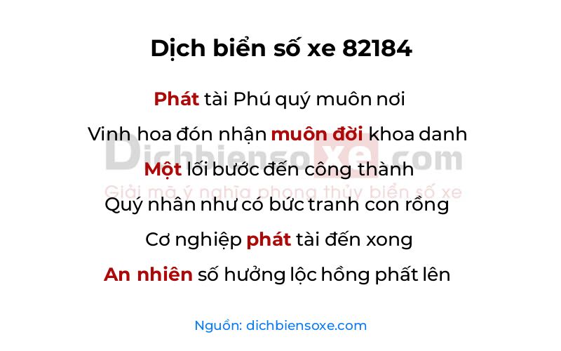 Dịch thơ biển số 82184