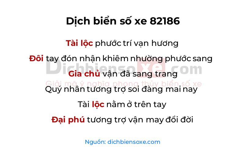 Dịch thơ biển số 82186
