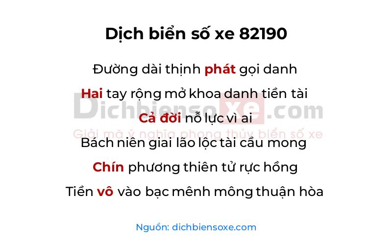 Dịch thơ biển số 82190
