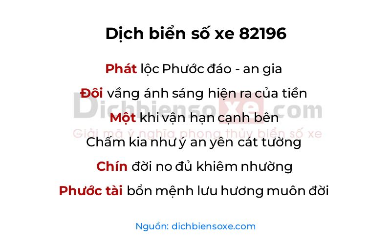 Dịch thơ biển số 82196