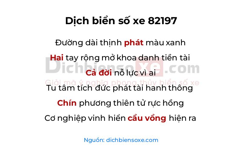 Dịch thơ biển số 82197