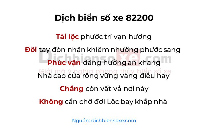 Dịch thơ biển số 82200