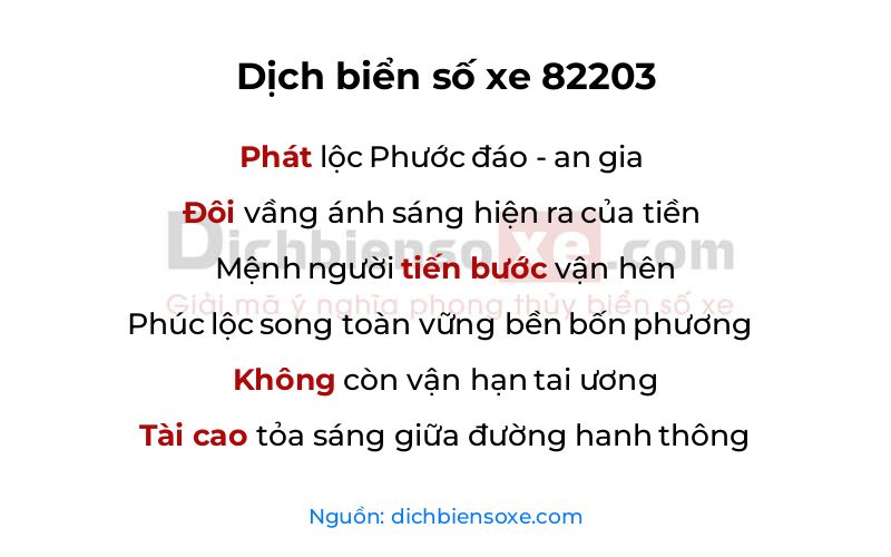 Dịch thơ biển số 82203