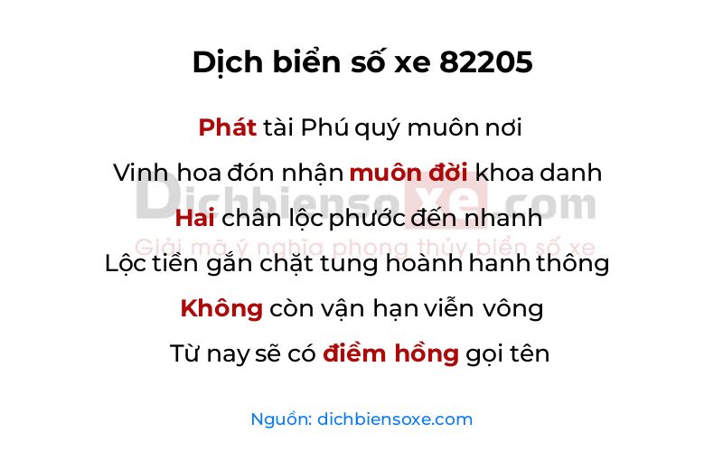 Dịch thơ biển số 82205