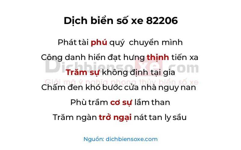 Dịch thơ biển số 82206