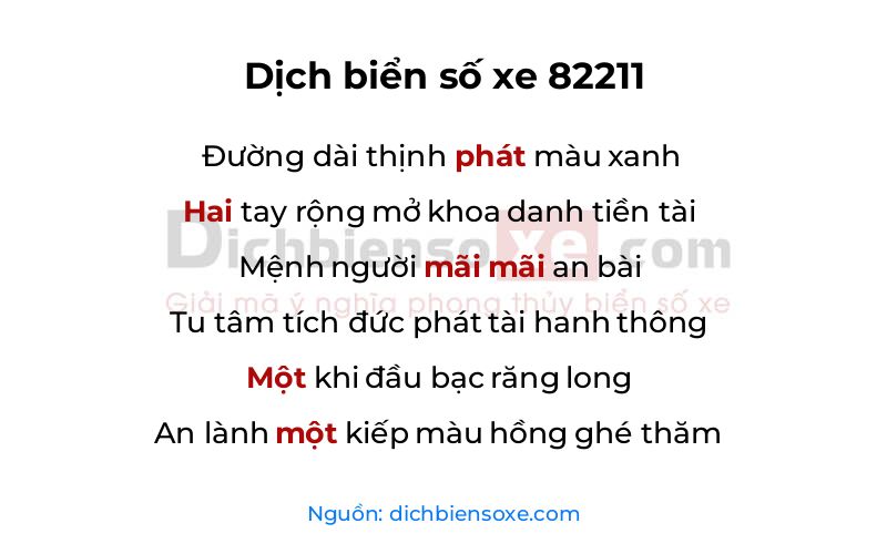 Dịch thơ biển số 82211