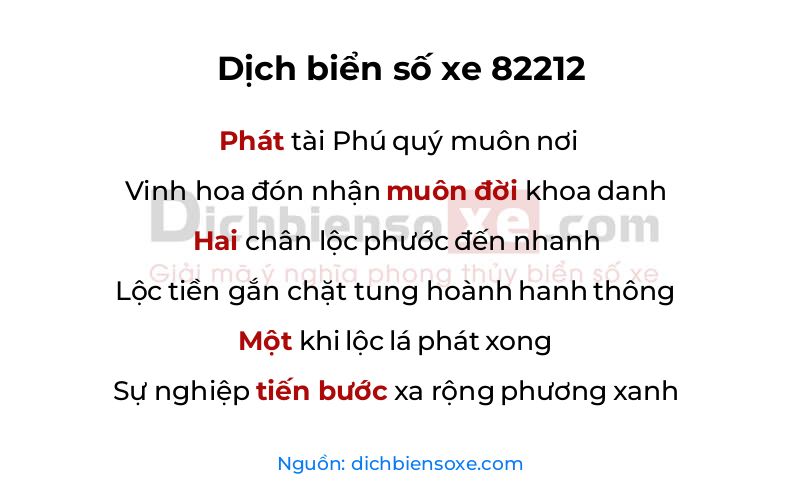 Dịch thơ biển số 82212