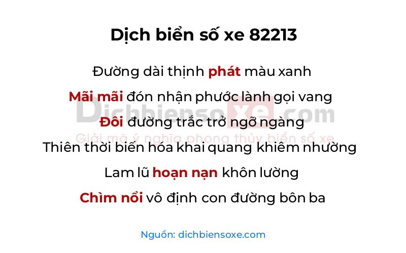 Dịch thơ biển số 82213