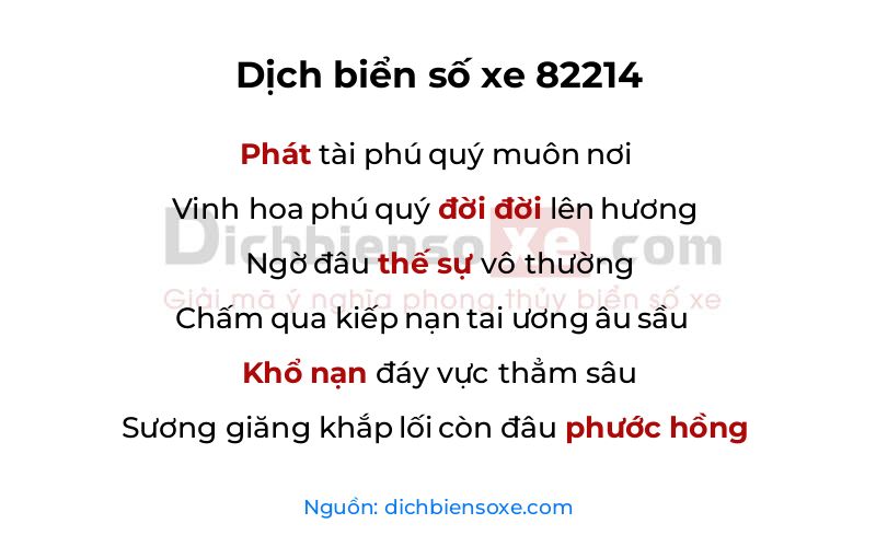 Dịch thơ biển số 82214