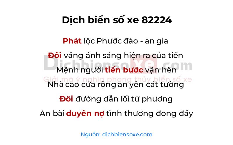 Dịch thơ biển số 82224