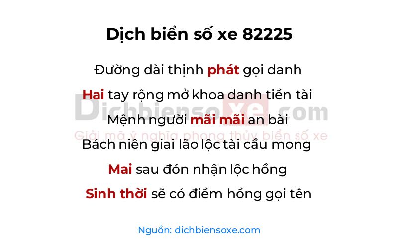 Dịch thơ biển số 82225