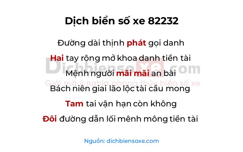Dịch thơ biển số 82232