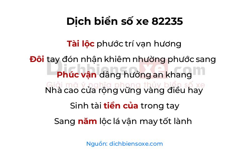 Dịch thơ biển số 82235
