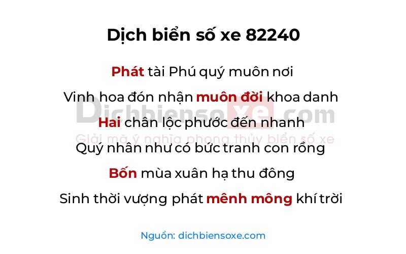 Dịch thơ biển số 82240