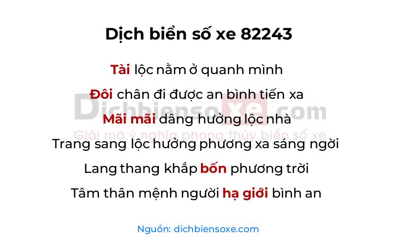 Dịch thơ biển số 82243