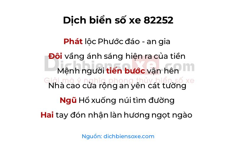Dịch thơ biển số 82252