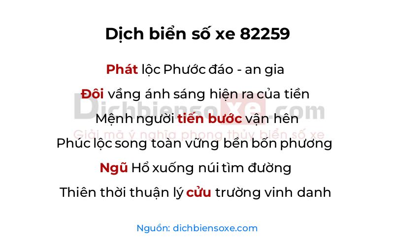 Dịch thơ biển số 82259