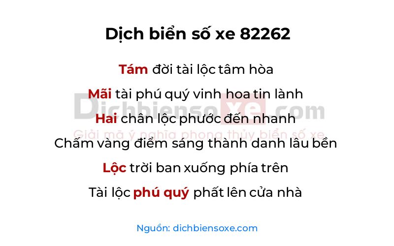 Dịch thơ biển số 82262