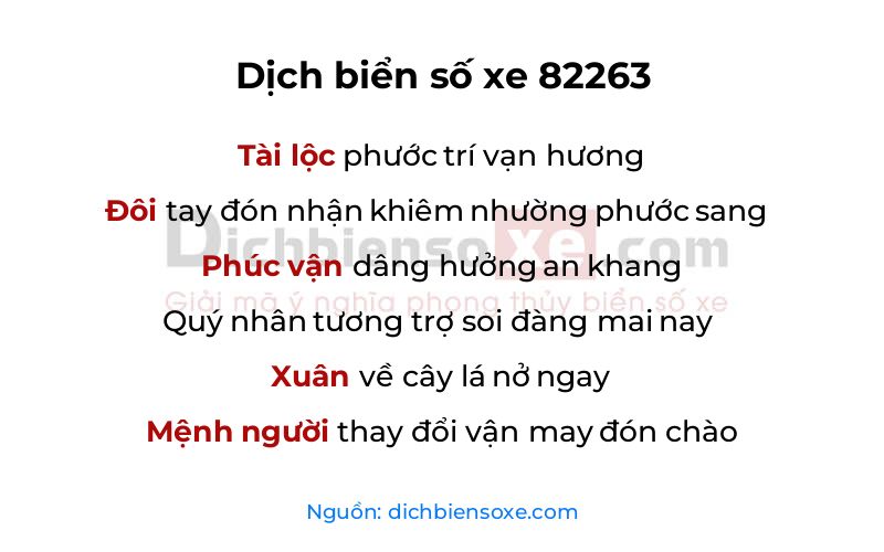 Dịch thơ biển số 82263