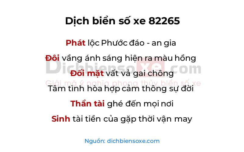 Dịch thơ biển số 82265