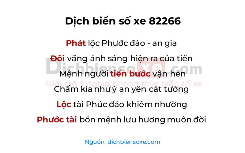 Dịch thơ biển số 82266