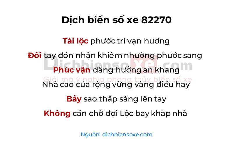 Dịch thơ biển số 82270