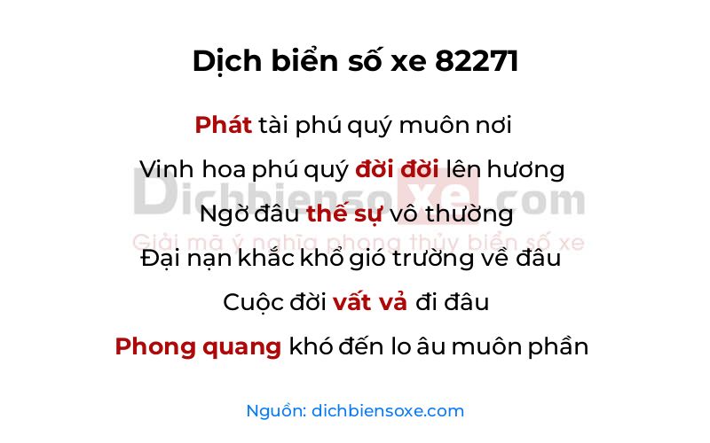 Dịch thơ biển số 82271