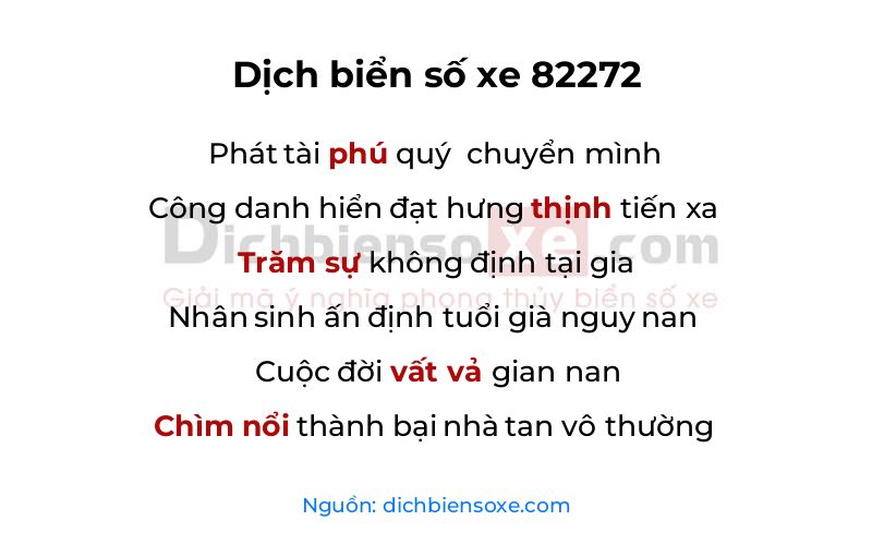 Dịch thơ biển số 82272