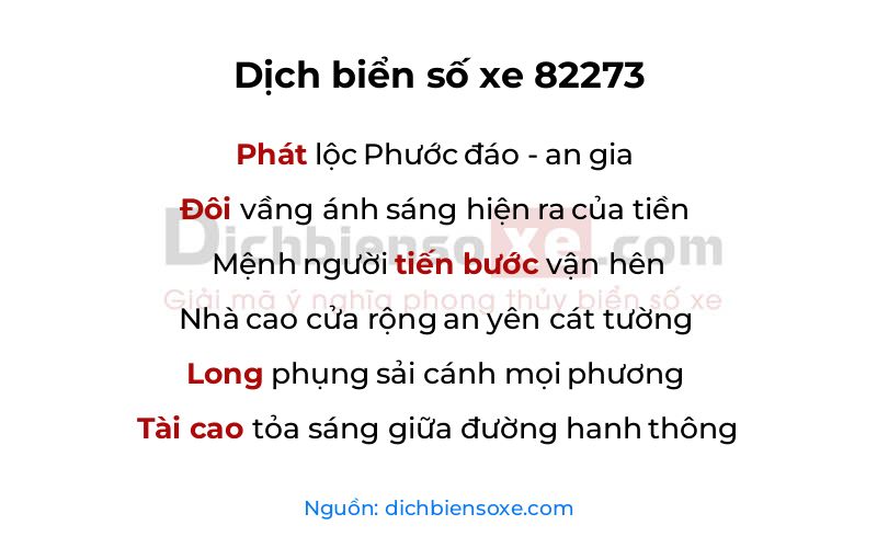Dịch thơ biển số 82273