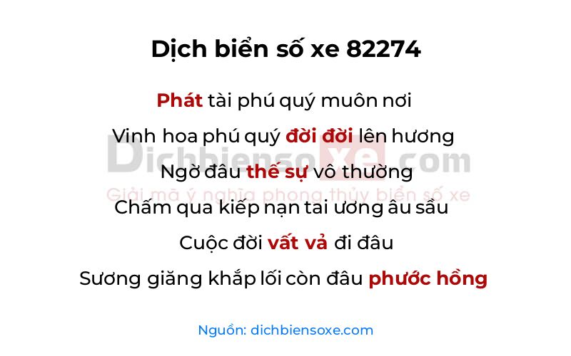 Dịch thơ biển số 82274