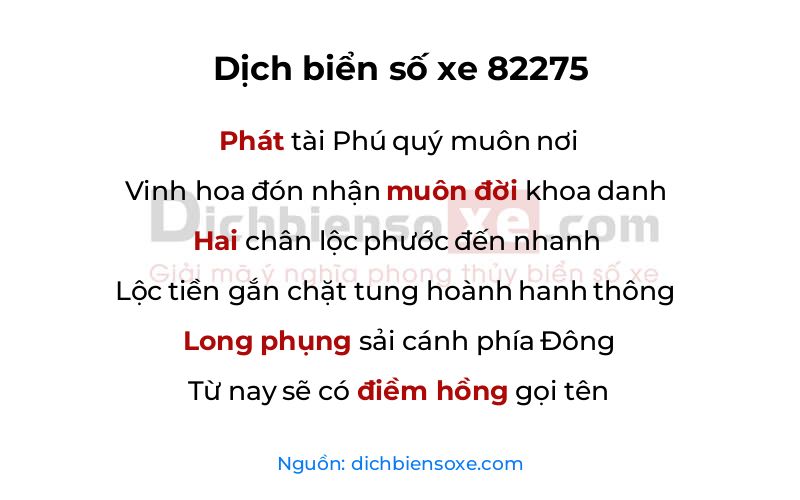Dịch thơ biển số 82275