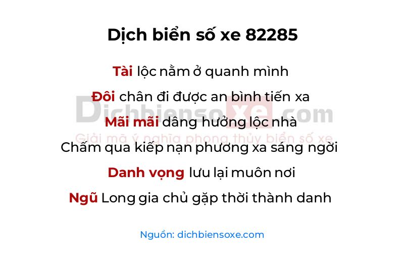 Dịch thơ biển số 82285