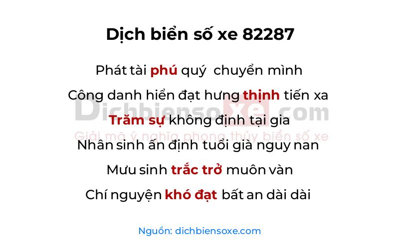Dịch thơ biển số 82287