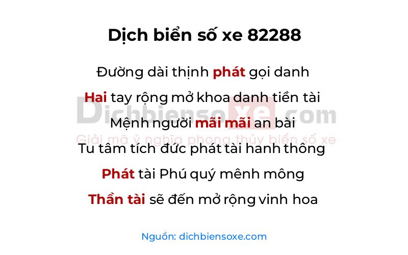 Dịch thơ biển số 82288