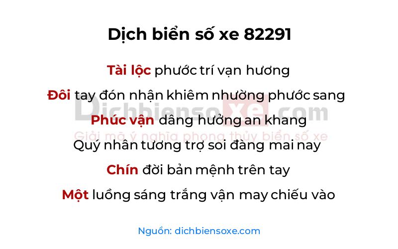 Dịch thơ biển số 82291